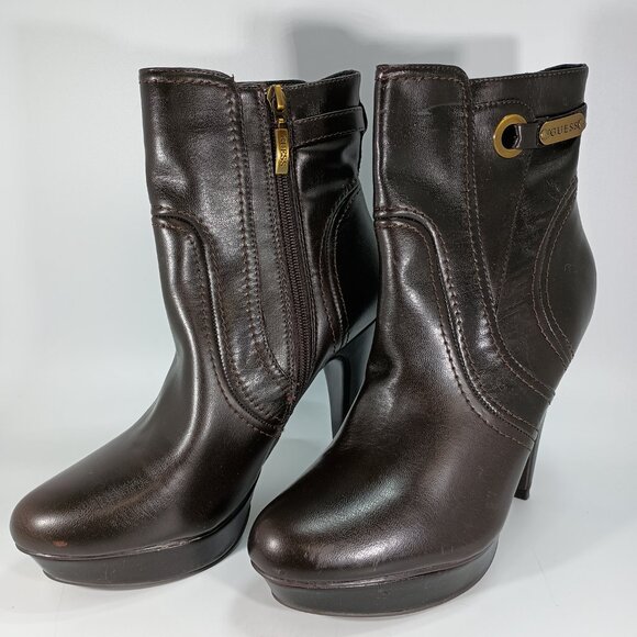 GUESS Stiletto Ankle Boots-Booties Brown Size: 9M w/Box - Picture 2 of 16